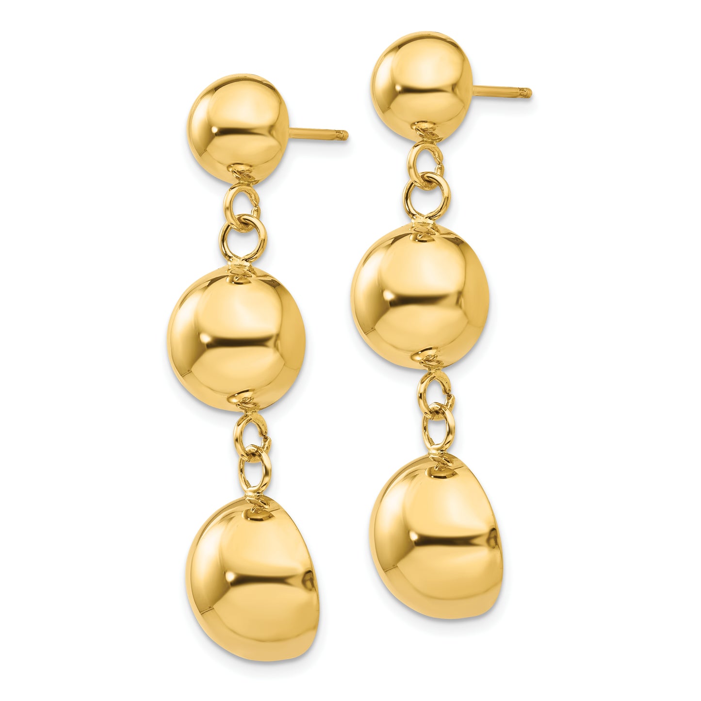 14K Yellow Gold Polished Half Ball Dangle Earrings