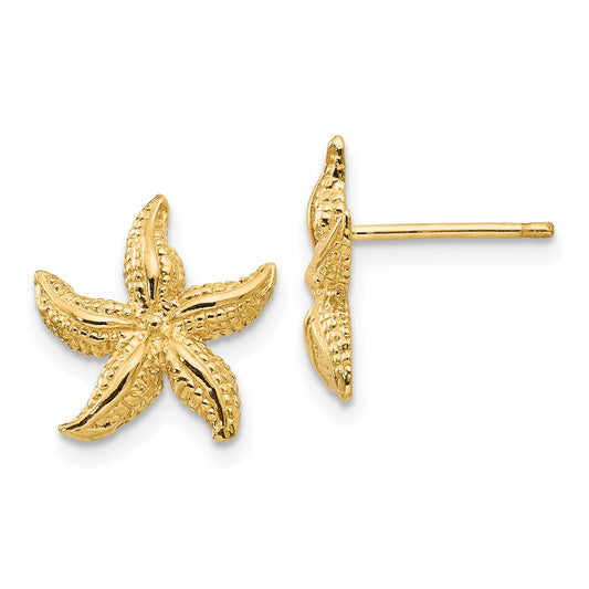 14K Yellow Gold Starfish Earrings