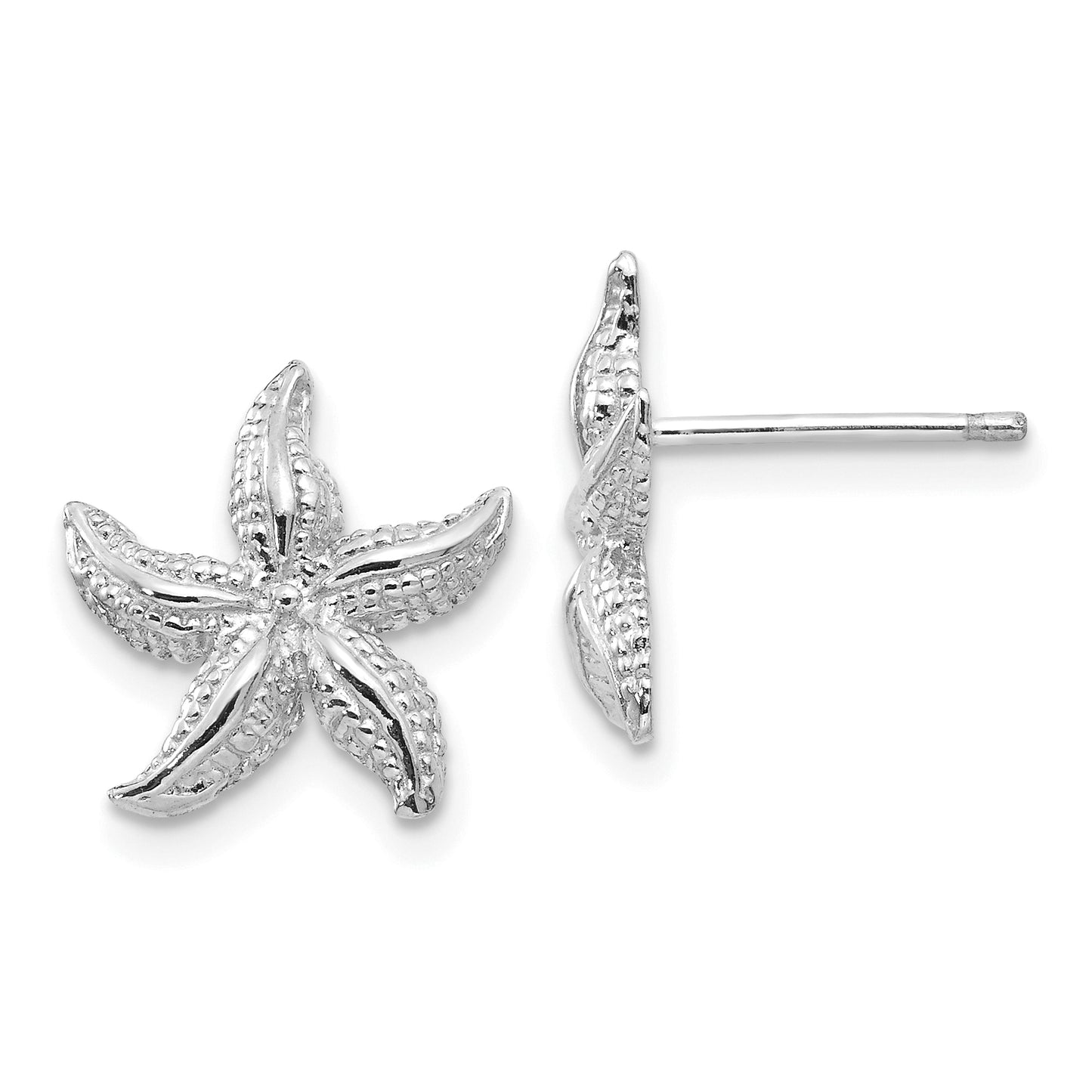 14K White Gold Starfish Earrings