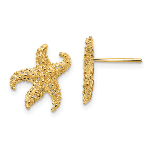 14K Yellow Gold Starfish Earrings