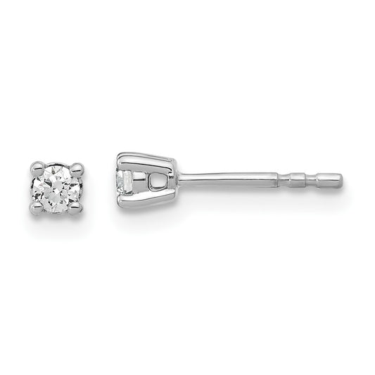 14k White Gold 1/6 carat Lab Grown Diamond VS/SI+ G+ Round Four Prong Stud Post Earrings