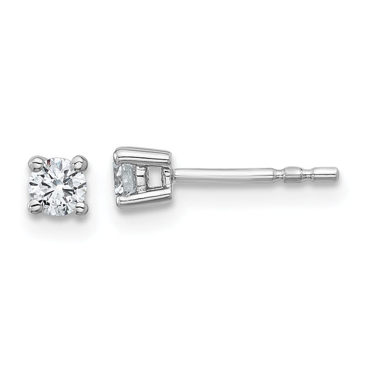 14k White Gold 1/4 ctw Certified Lab Grown Diamond VS/SI+ G+ Round 4 Prong Heavy Wt. Stud Earrings