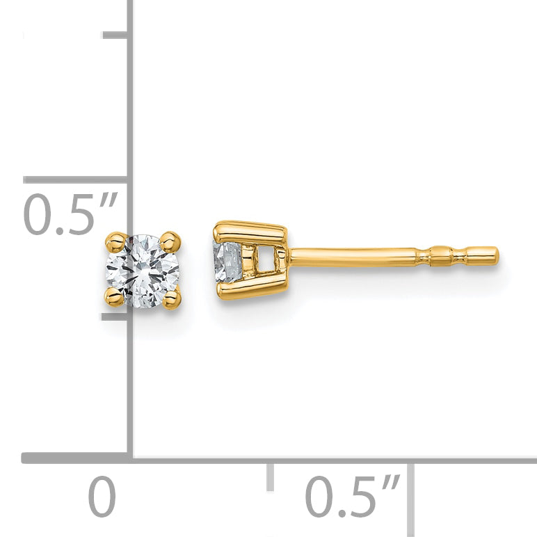 14k Yellow Gold 1/4 ctw Certified Lab Grown Diamond VS/SI+ G+ Round 4 Prong Heavy Wt. Stud Earrings