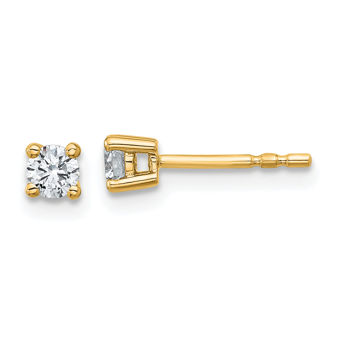 14k Yellow Gold 1/4 ctw Certified Lab Grown Diamond VS/SI+ G+ Round 4 Prong Heavy Wt. Stud Earrings