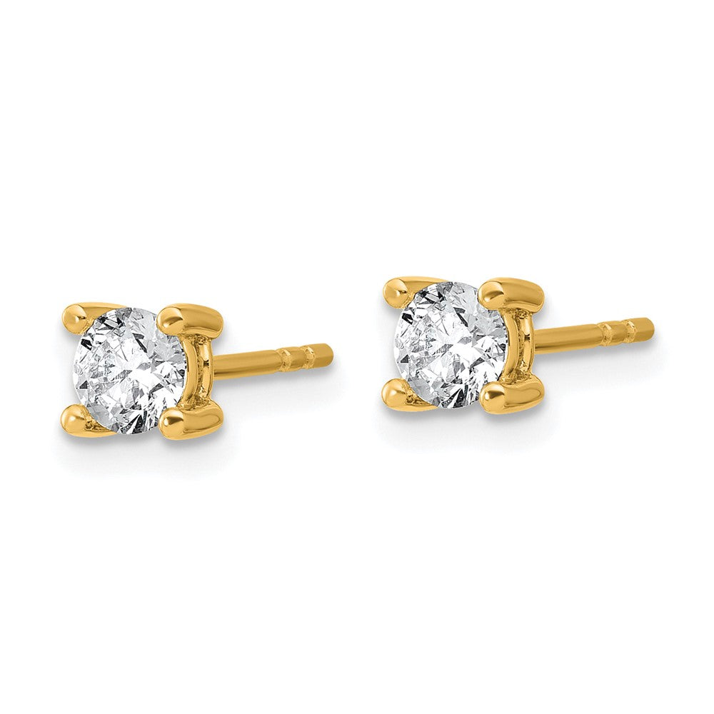 14k Yellow Gold 14k 2/3 ct Certified Lab Grown Diamond VS/SI+ G+ Round Four Prong Stud Post Earrings