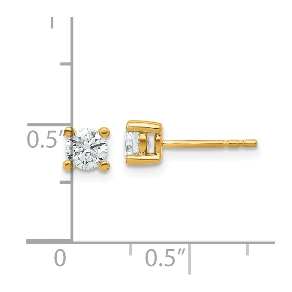 14k Yellow Gold 14k 2/3 ct Certified Lab Grown Diamond VS/SI+ G+ Round Four Prong Stud Post Earrings