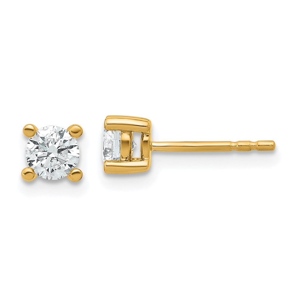 14k Yellow Gold 14k 2/3 ct Certified Lab Grown Diamond VS/SI+ G+ Round Four Prong Stud Post Earrings