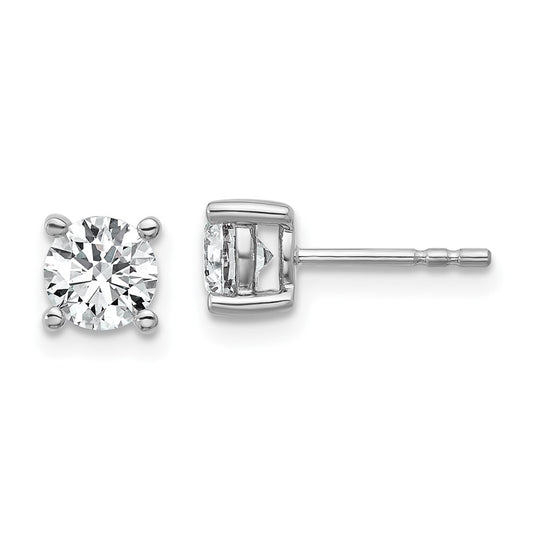 14k White Gold 1 carat Certified Lab Grown Diamond VS+ F+ Round Four Prong Stud Post Earrings