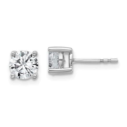 14k White Gold 1 1/2 carat Certified Lab Grown Diamond VS+ F+ Round Four Prong Stud Post Earrings