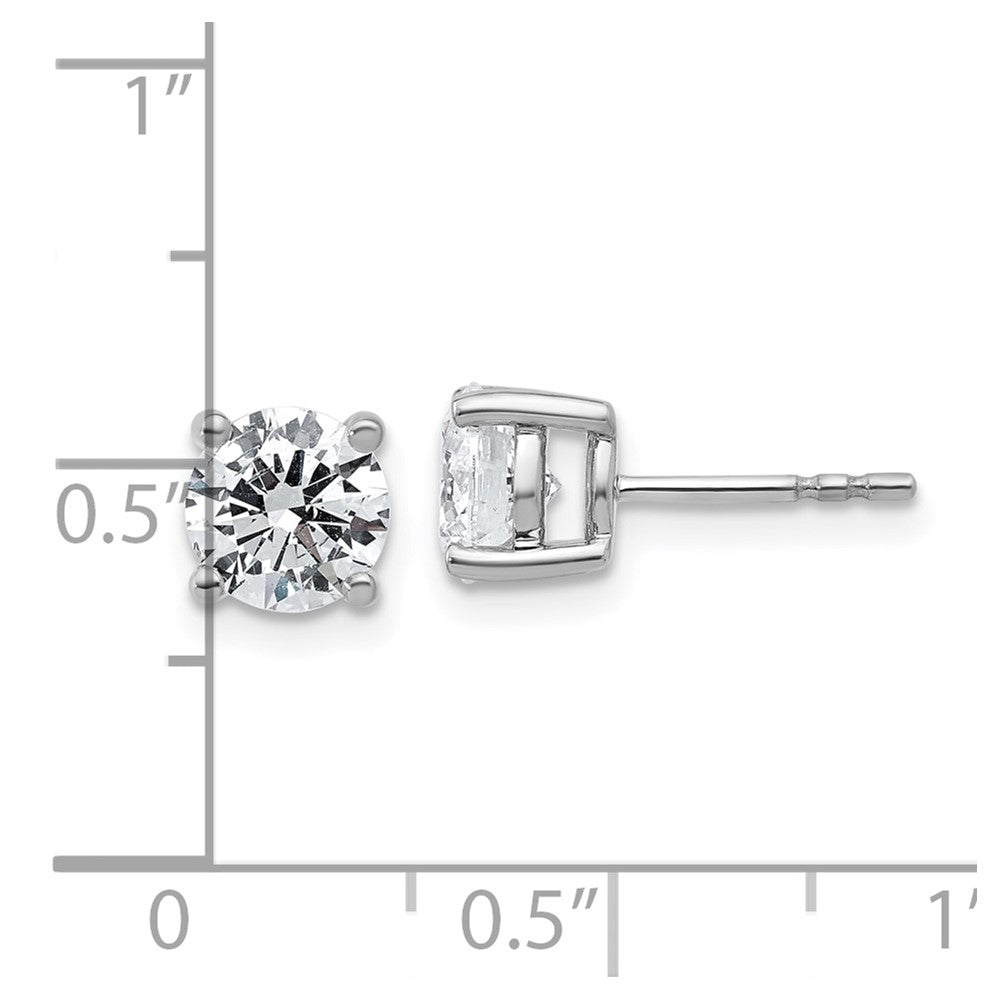 14k White Gold 2 Ct. Certified Lab Grown Diamond VS+ F+ Round Four Prong Stud Post Earrings