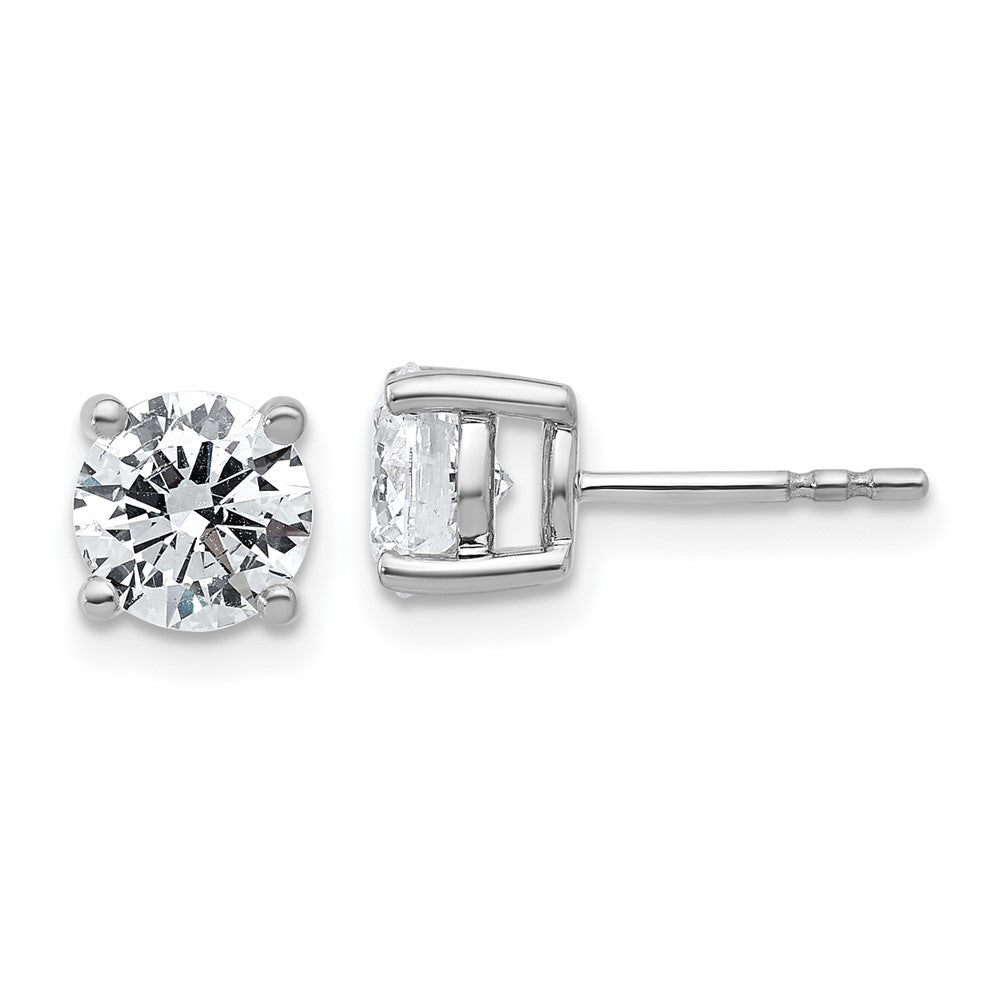 14k White Gold 2 Ct. Certified Lab Grown Diamond VS+ F+ Round Four Prong Stud Post Earrings