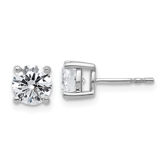 14k White Gold 2 Ct. Certified Lab Grown Diamond VS+ F+ Round Four Prong Stud Post Earrings