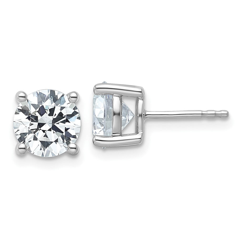 14k White Gold 4 Ct. Lab Grown Diamond VS+ F+ Round Four Prong Stud Post Earrings