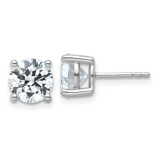 14k White Gold 4 ctw Certified Lab Grown Diamond VS/SI+ G+ Round 4 Prong Heavy Wt. Stud Earrings