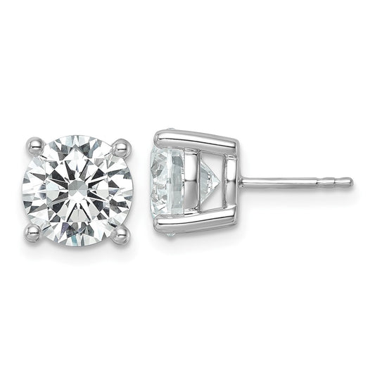 14k White Gold 14k 6 carat Certified Lab Grown Diamond VS+ F+ Round Four Prong Stud Post Earrings