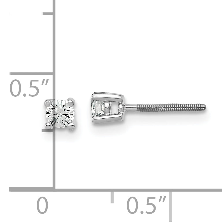 14k White Gold 1/5 ctw Lab Grown Diamond VS/SI+ G+ Round 4 Prong Heavy Wt. Screwback Stud Earrings