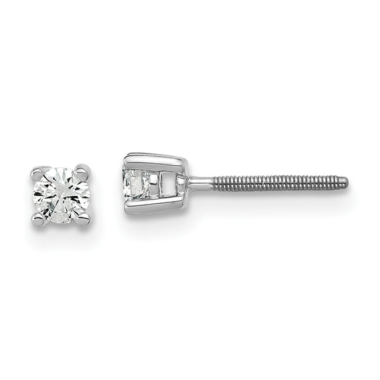 14k White Gold 1/5 ctw Lab Grown Diamond VS/SI+ G+ Round 4 Prong Heavy Wt. Screwback Stud Earrings