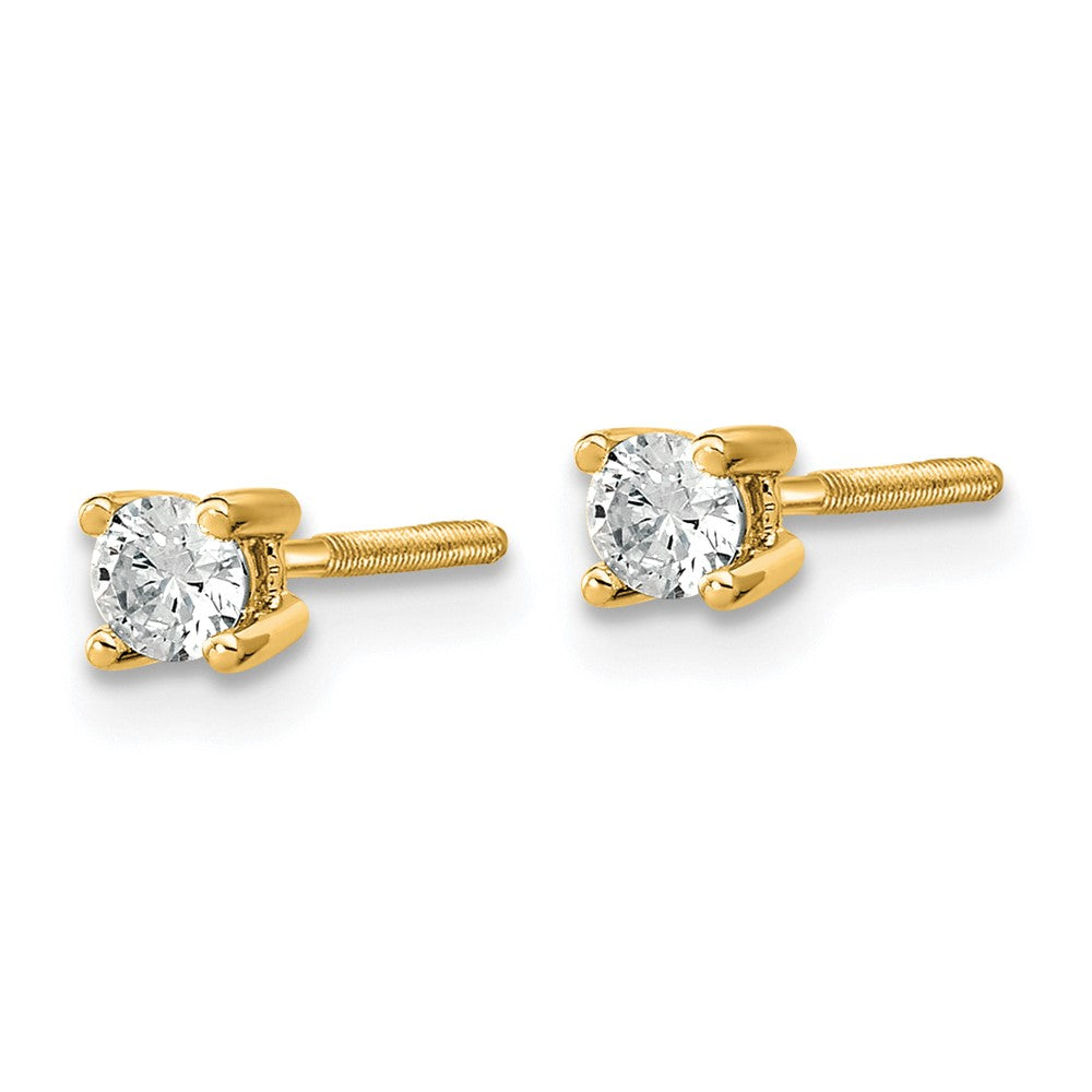 14k Yellow Gold 14k 1/5 carat Lab Grown Diamond VS/SI+ G+ Round Four Prong Screwback Stud Post Earrings