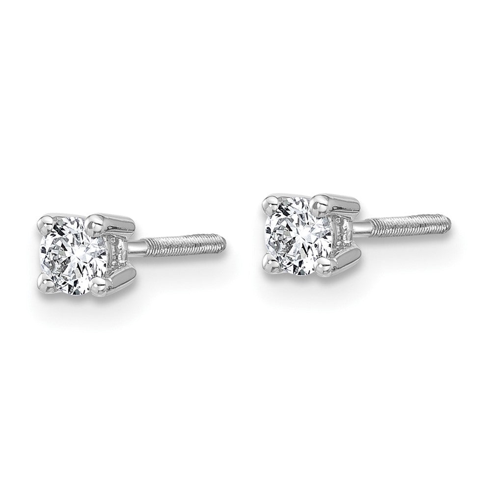 14k White Gold 1/4 carat Certified Lab Grown Diamond VS/SI+ G+ Round Four Prong Screwback Stud Post Earrings