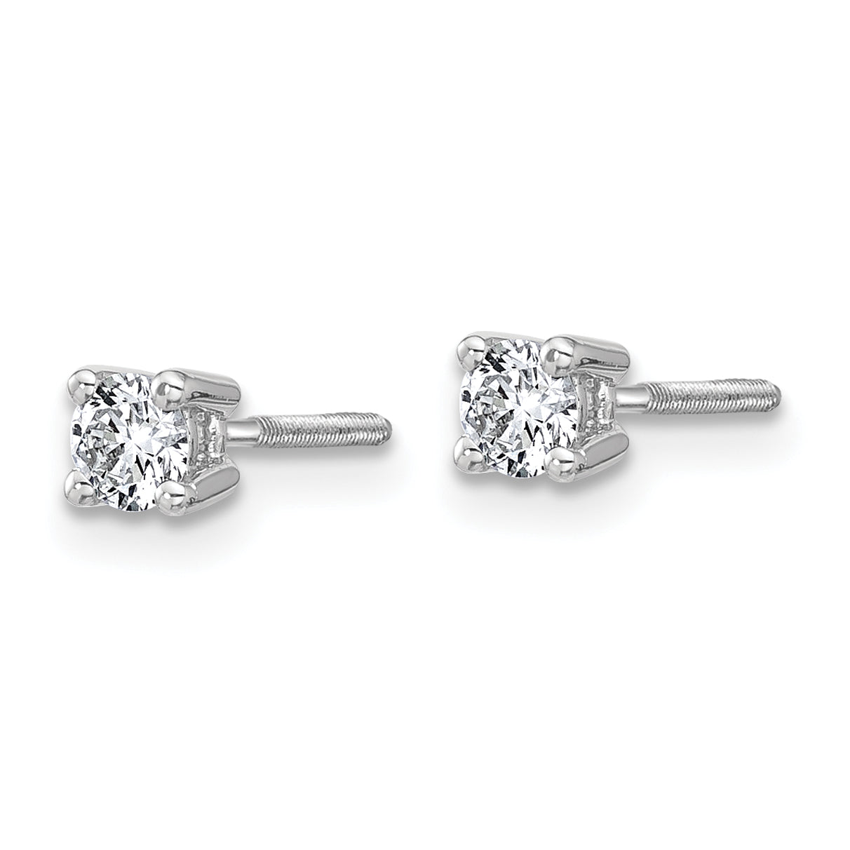 14k White Gold 1/3 ctw Lab Grown Diamond VS/SI+ G+ Round 4 Prong Heavy Wt. Screwback Stud Earrings