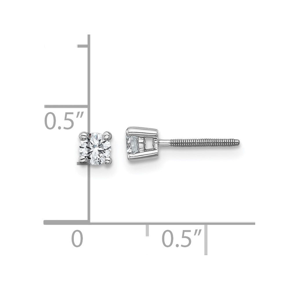 14k White Gold 1/3 carat Certified Lab Grown Diamond VS/SI+ G+ Round Four Prong Screwback Stud Post Earrings