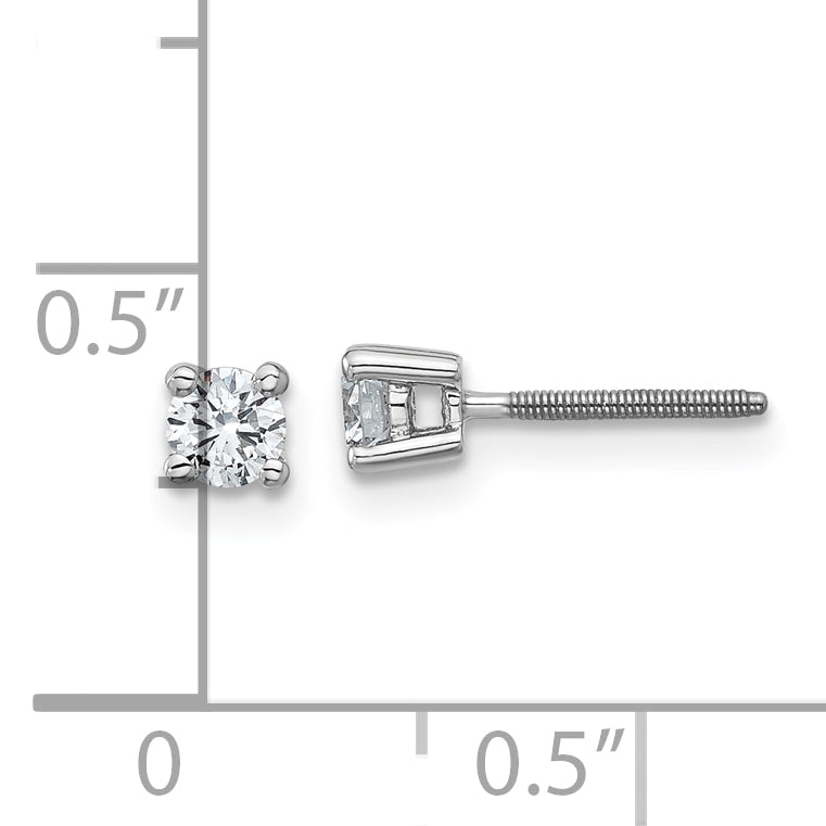 14k White Gold 1/3 ctw Lab Grown Diamond VS/SI+ G+ Round 4 Prong Heavy Wt. Screwback Stud Earrings