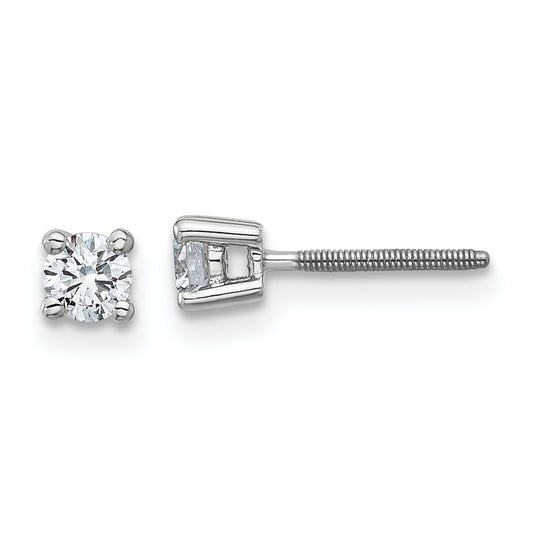 14k White Gold 1/3 ctw Certified Lab Grown Diamond VS/SI+ G+ Round 4 Prong Heavy Wt. Screwback Stud Earrings