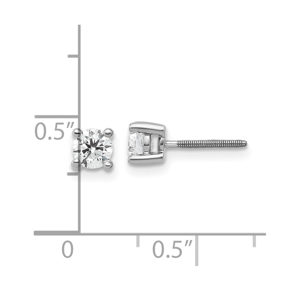 14k White Gold 1/2 carat Lab Grown Diamond VS/SI+ G+ Round Four Prong Screwback Stud Post Earrings