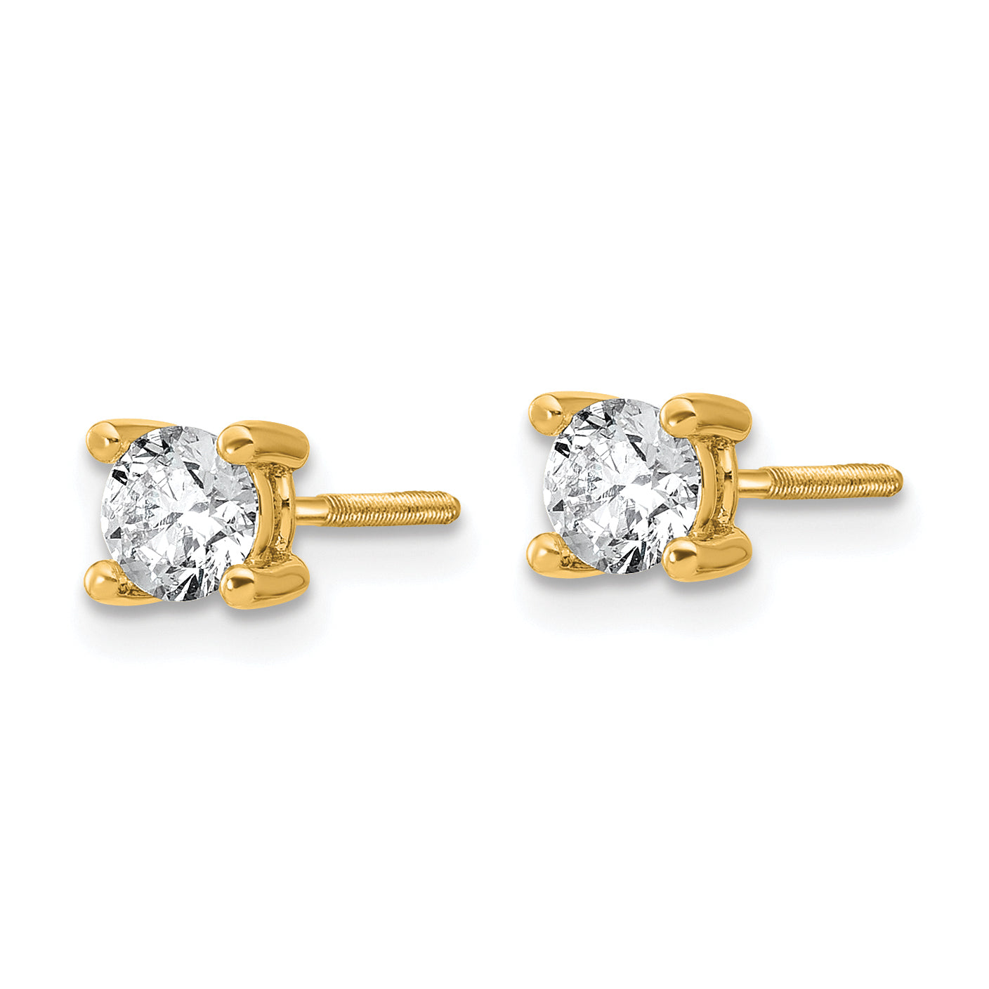 14k Yellow Gold 2/3 ctw Certified Lab Grown Diamond VS/SI+ G+ Round 4 Prong Heavy Wt. Screwback Stud Earrings