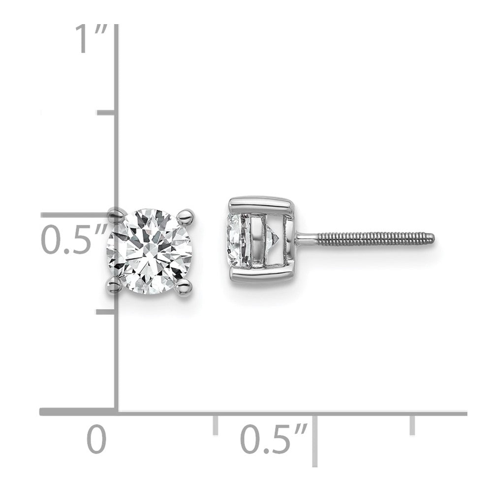 14k White Gold 1 carat Certified Lab Grown Diamond VS+ F+ Round Four Prong Screwback Stud Post Earrings