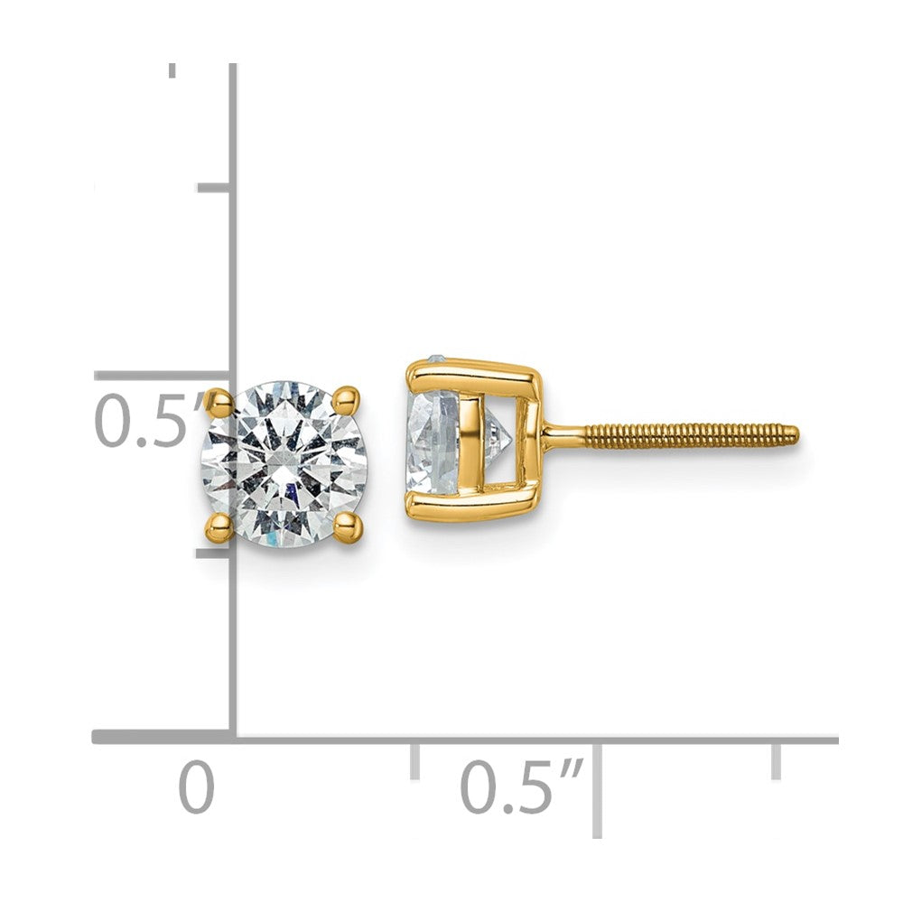 14k Yellow Gold 14k White Gold 2 carat Certified Lab Grown Diamond VS+ F+ Round Four Prong Screwback Stud Post Earrings