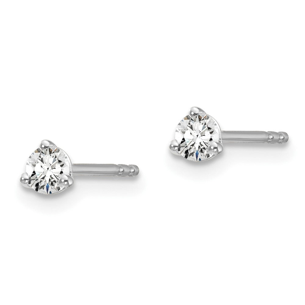 14k White Gold 1/5 carat Certified Lab Grown Diamond VS/SI+ G+ Round Three Prong Stud Post Earrings