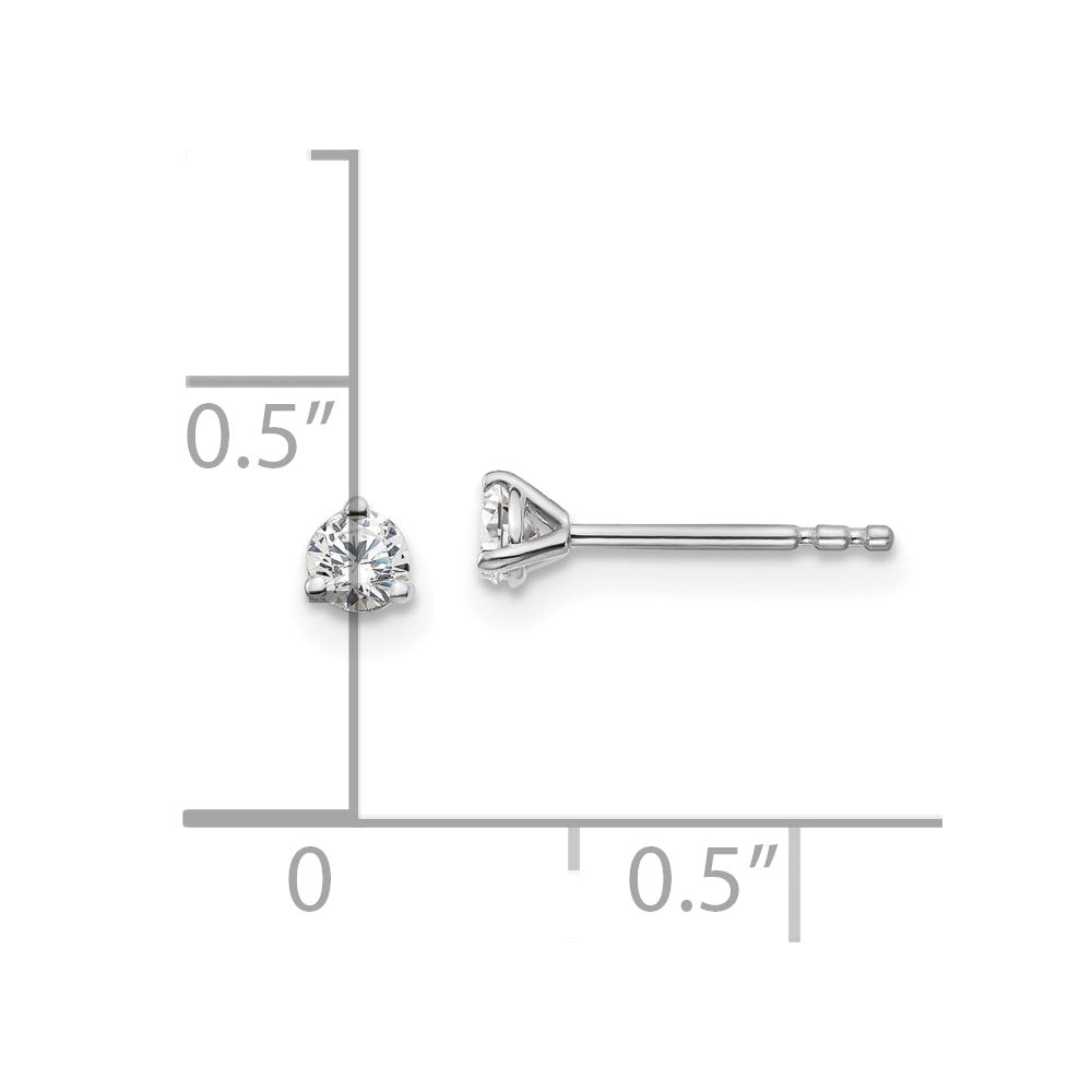 14k White Gold 1/5 carat Certified Lab Grown Diamond VS/SI+ G+ Round Three Prong Stud Post Earrings