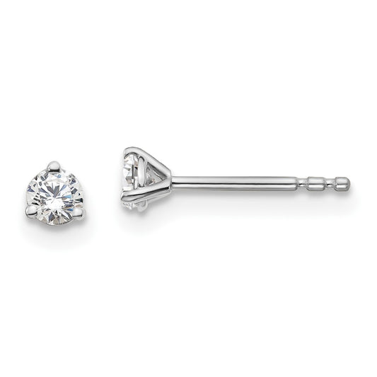 14k White Gold 1/5 carat Lab Grown Diamond VS/SI+ G+ Round Three Prong Stud Post Earrings