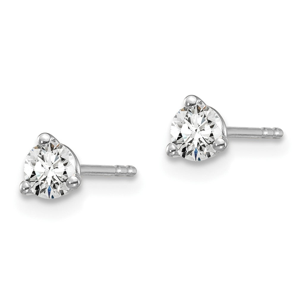 14k White Gold 1/3 carat Lab Grown Diamond VS/SI+ G+ Round Three Prong Stud Post Earrings