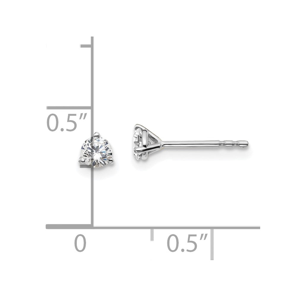 14k White Gold 1/3 carat Lab Grown Diamond VS/SI+ G+ Round Three Prong Stud Post Earrings