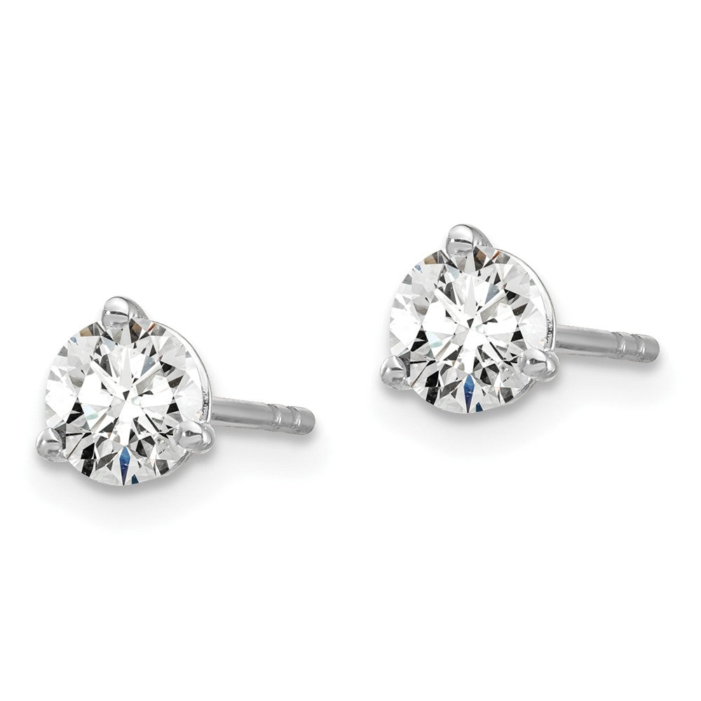 14k White Gold 3/4 ct Lab Grown Diamond VS/SI+ G+ Round Three Prong Stud Post Earrings