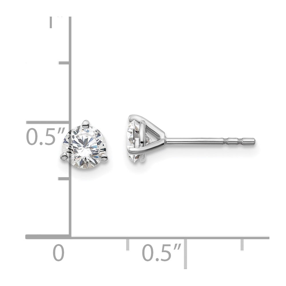 14k White Gold 3/4 ct Lab Grown Diamond VS/SI+ G+ Round Three Prong Stud Post Earrings