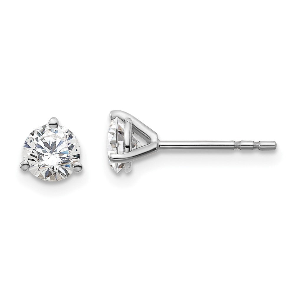 14k White Gold 3/4 ct Lab Grown Diamond VS/SI+ G+ Round Three Prong Stud Post Earrings