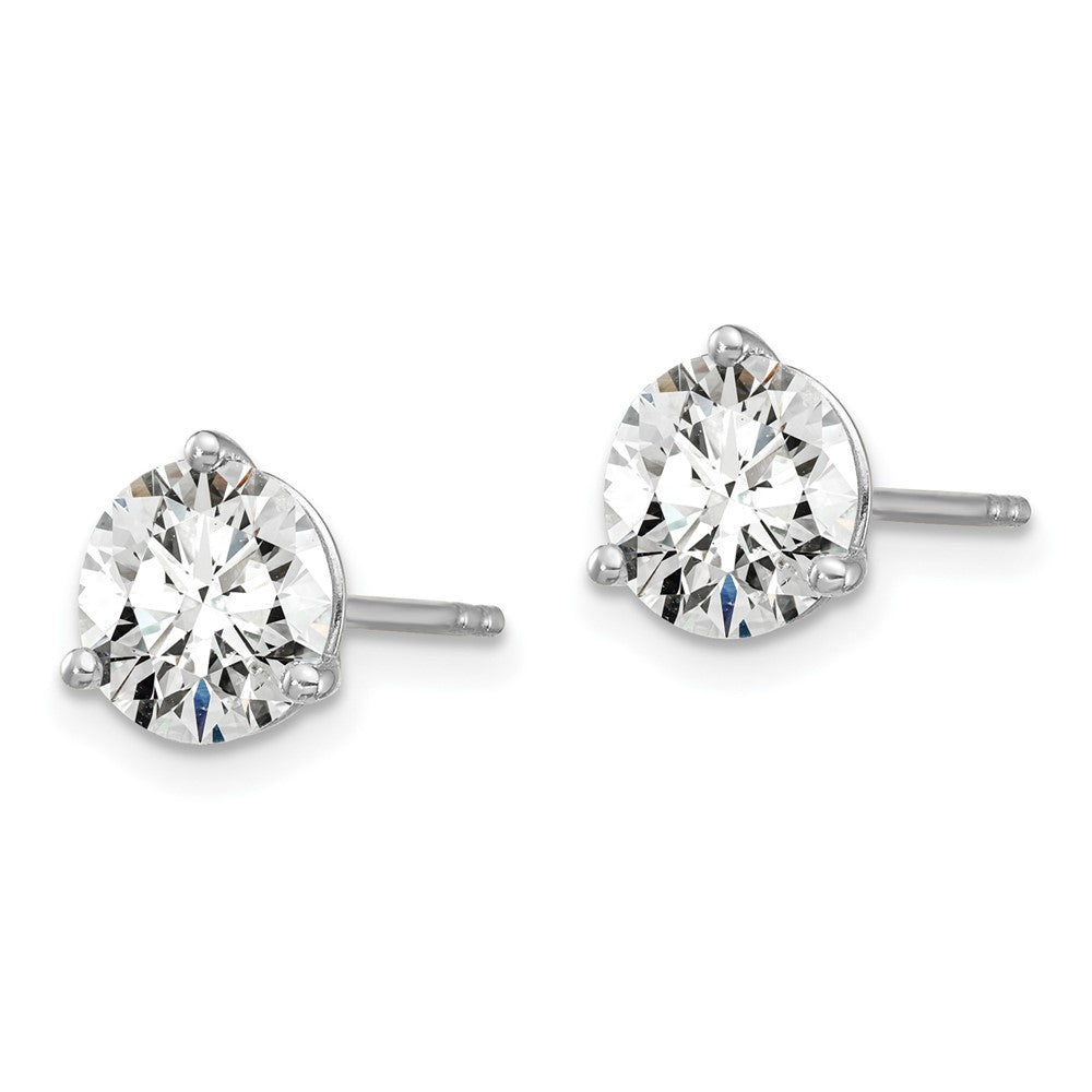 14k White Gold 1 1/2 carat Certified Lab Grown Diamond VS/SI+ G+ Round Three Prong Stud Post Earrings