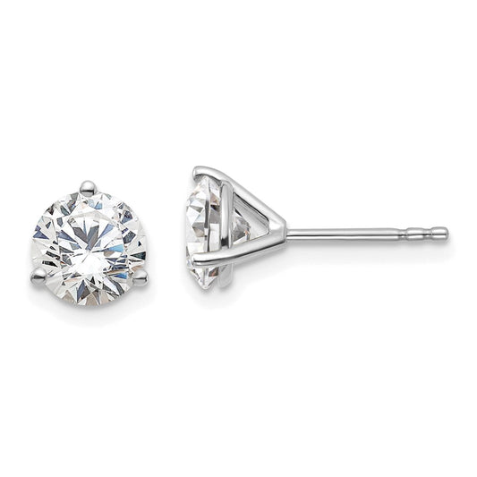 14k White Gold 1 1/2 carat Certified Lab Grown Diamond VS/SI+ G+ Round Three Prong Stud Post Earrings