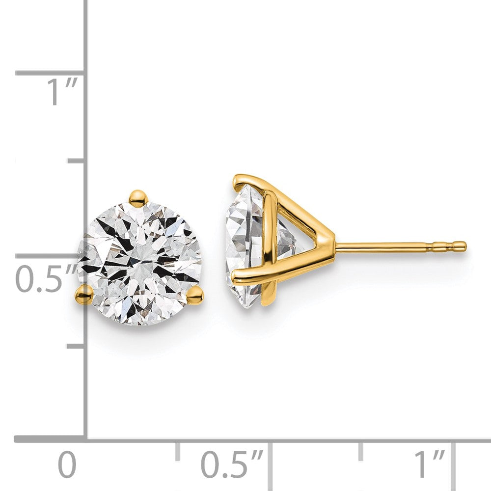 14k Yellow Gold 14k 5 carat Lab Grown Diamond VS/SI+ G+ Round Three Prong Stud Post Earrings