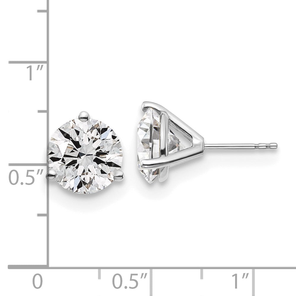 14k White Gold 6 Ct. Lab Grown Diamond VS/SI+ G+ Round Three Prong Stud Post Earrings