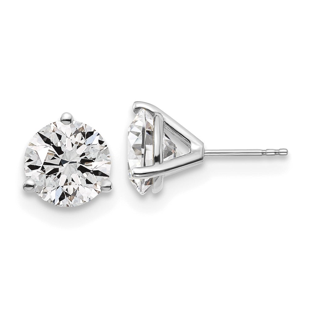 14k White Gold 6 Ct. Lab Grown Diamond VS/SI+ G+ Round Three Prong Stud Post Earrings