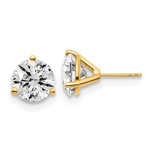 14k Yellow Gold 14k 6 carat Certified Lab Grown Diamond VS/SI+ G+ Round Three Prong Stud Post Earrings