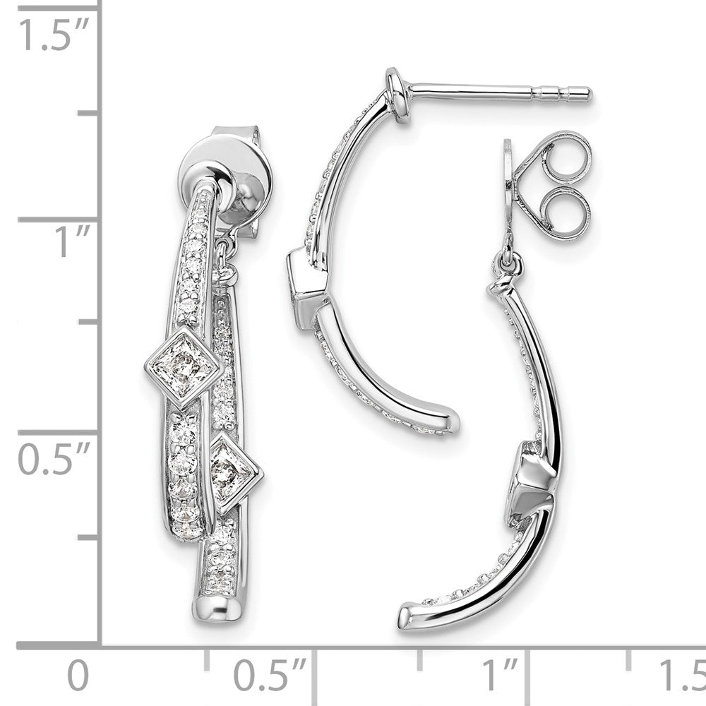 14k White Gold 7/8 Ct. Lab Grown Diamond VS/SI+ G+ Front and Back Dangle Post Earrings