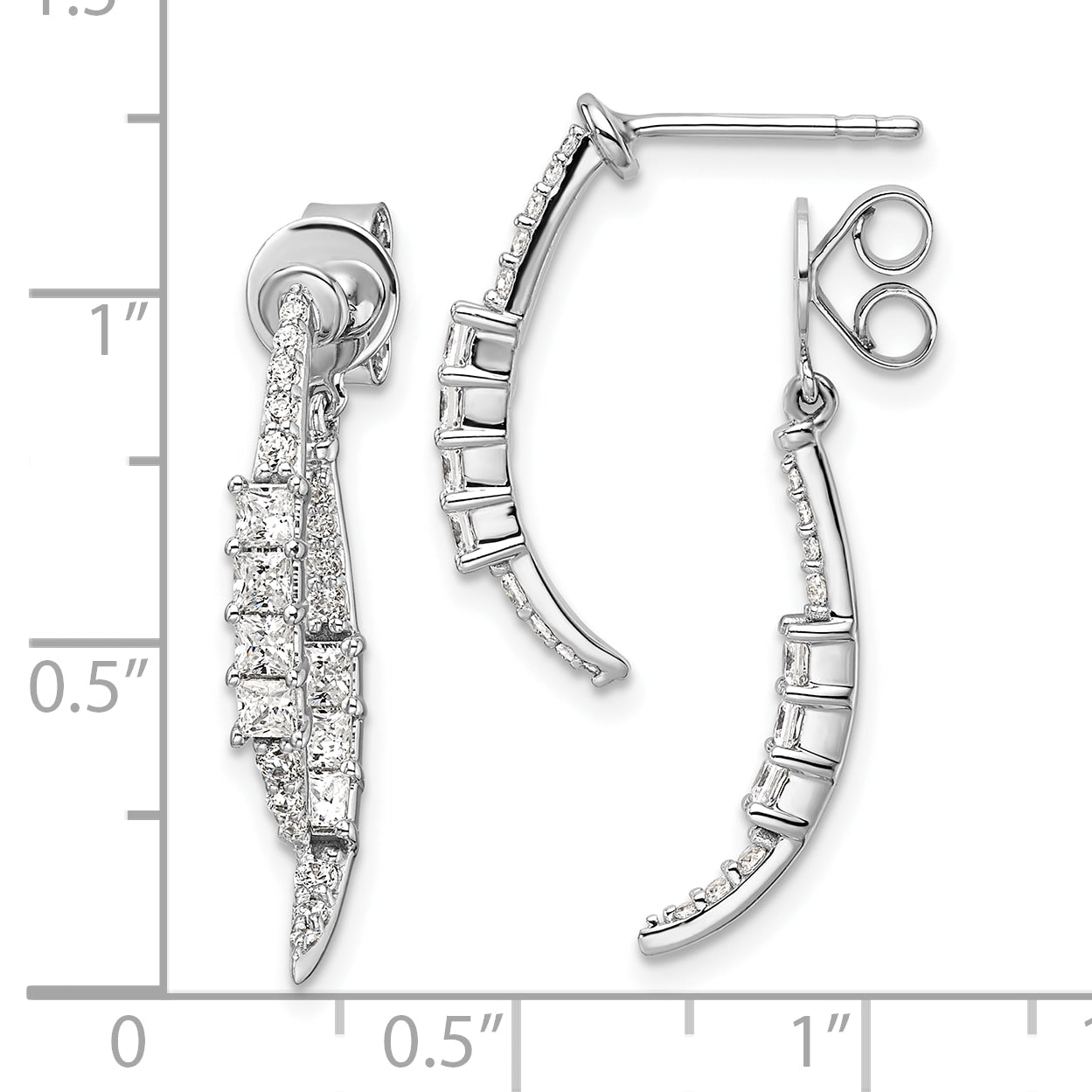 14K White Gold Lab Grown VS/SI+ G+ Diamond Front/Back Post Dangle Earrings