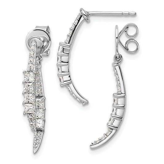 14K White Gold Lab Grown VS/SI+ G+ Diamond Front/Back Post Dangle Earrings