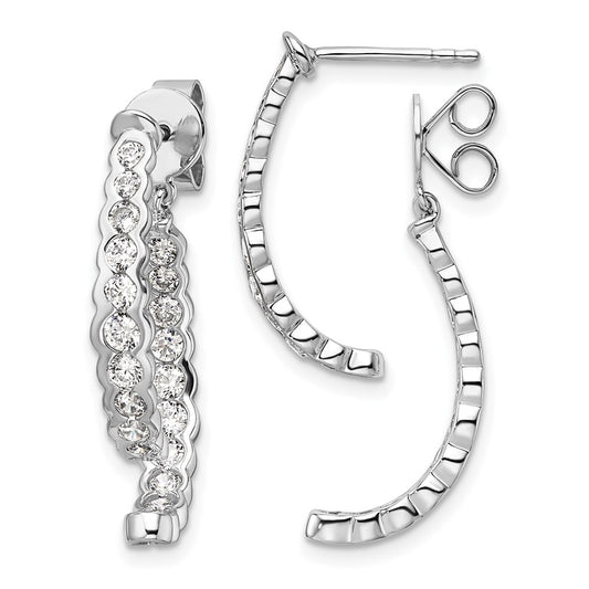 14k White Gold 1 1/2 carat Lab Grown Diamond VS/SI+ G+ Front and Back Dangle Post Earrings