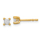 14k Yellow Gold 1/4 ctw Lab Grown Diamond VS/SI+ G+ Princess 4 Prong Heavy Wt. Stud Earrings